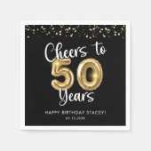 50ste verjaardag gejuich voor 50 jaar zwart goud servet (Voorkant)