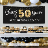 50ste verjaardag gejuich voor 50 jaar zwart goud spandoek