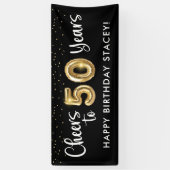 50ste verjaardag gejuich voor 50 jaar zwart goud spandoek (Verticaal)