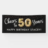 50ste verjaardag gejuich voor 50 jaar zwart goud spandoek (Horizontaal)