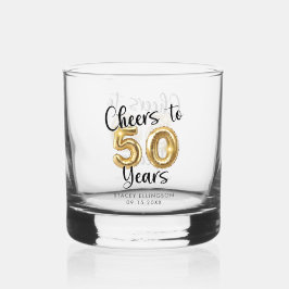 50ste verjaardag gejuich voor 50 jaar zwart goud whisky glas
