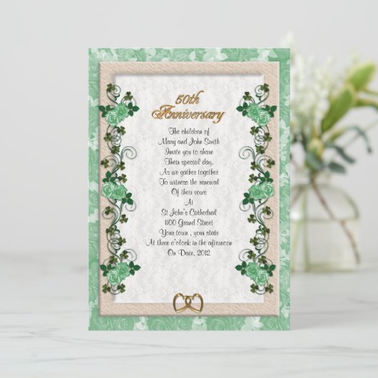 50ste verjaardag gelofte vernieuwing Iers roos Kaart (Staand voorkant)