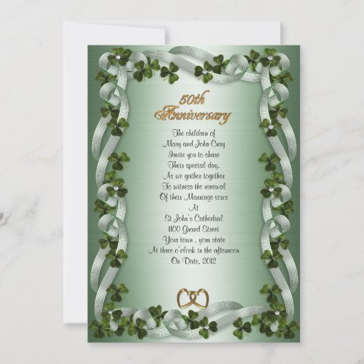 50ste verjaardag gelofte vernieuwing Ierse shamroc Kaart (Voorkant)