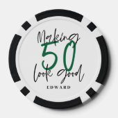 50ste verjaardag gepersonaliseerde gunst cadeau mo poker chips (Achterkant)