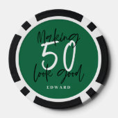 50ste verjaardag gepersonaliseerde gunst cadeau mo poker chips (Achterkant)