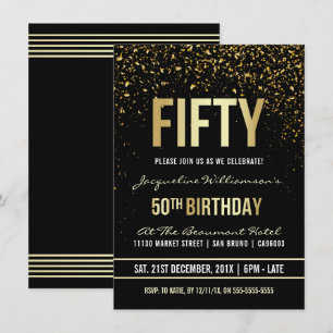50ste verjaardag   Glinsterende gouden Confetti Kaart