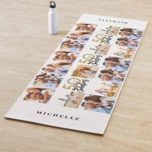 50ste verjaardag goede gouden zwarte foto collage yogamat