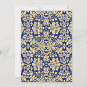 50ste verjaardag - Gold Navy Damask Kaart (Achterkant)