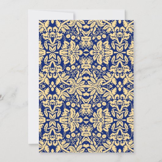 50ste verjaardag - Gold Navy Damask Kaart (Achterkant)