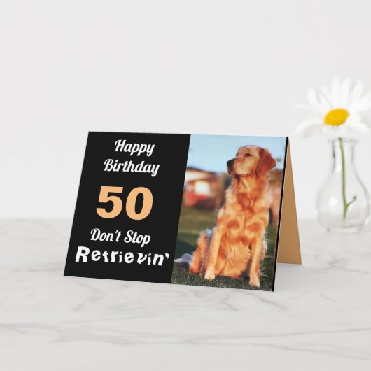 50ste verjaardag Golden Retriever Schattige Funny Kaart (Kleine Plant)
