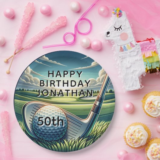 50ste verjaardag golf viering papieren bordje (Feest)