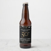 50ste verjaardag, goud en zwart thema, dank je bier etiket (Voorkant)