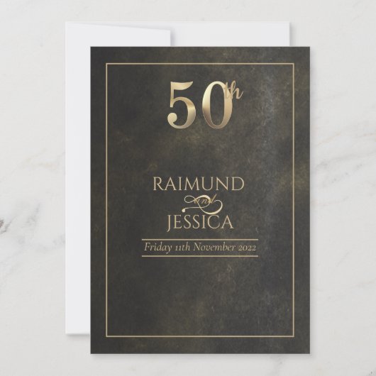 50ste verjaardag Goud Stof Uitnodiging (Voorkant)