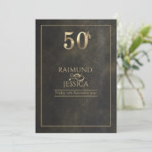 50ste verjaardag Goud Stof Uitnodiging (Staand voorkant)