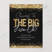 50ste verjaardag Goud Zwart Save the Date ansichtk Briefkaart (Voorkant)