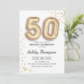 50ste verjaardag - Gouden ballonnen Kaart (Staand voorkant)