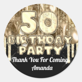 50ste verjaardag Gouden BALLONS Bedankt dat je gek Ronde Sticker