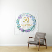 50ste verjaardag Gouden bloemisterieklokje krans Wandkleed (In situ)