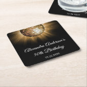 50ste verjaardag Gouden Discobal Kartonnen Onderzetters (Schuin)