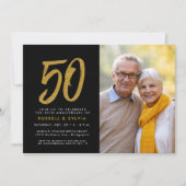 50ste verjaardag gouden foto feest kaart (Voorkant)