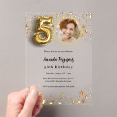 50ste verjaardag gouden foto sterren Clear Acryl Uitnodigingen (Insitu (Draagbaar))