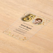 50ste verjaardag gouden foto sterren Clear Acryl Uitnodigingen (Laagn)