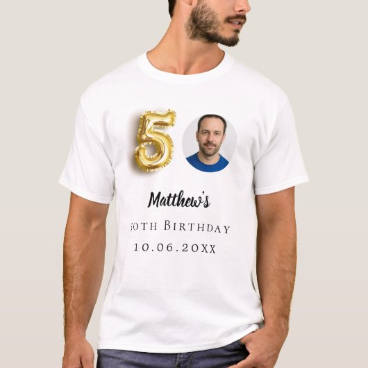 50ste verjaardag gouden foto t-shirt (Voorkant)