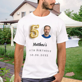 50ste verjaardag gouden foto t-shirt