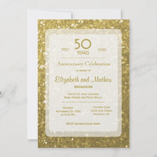 50ste verjaardag | Gouden glitter Kaart (Voorkant)