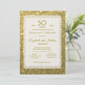 50ste verjaardag | Gouden glitter Kaart (Staand voorkant)