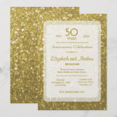 50ste verjaardag | Gouden glitter Kaart (Voorkant / Achterkant)