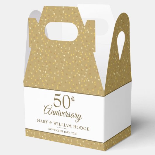 50ste verjaardag Gouden Hart Confetti Huwelijksfot Bedankdoosjes (Geopend)