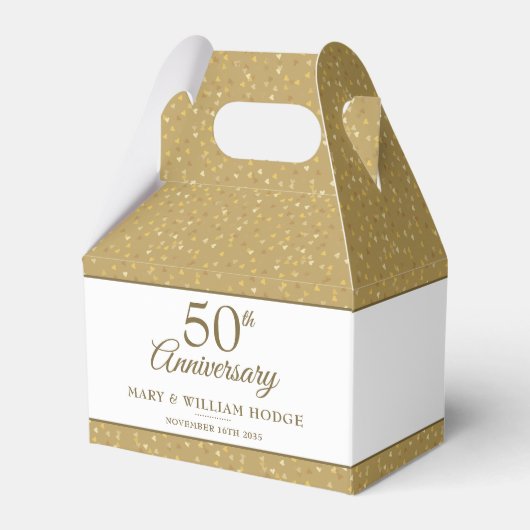 50ste verjaardag Gouden Hart Confetti Huwelijksfot Bedankdoosjes (Voorkant Zijde)