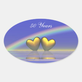 50ste verjaardag Gouden Harten Ovale Sticker