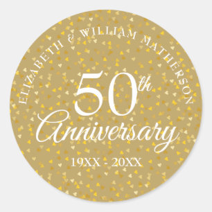 50ste verjaardag Gouden Harten Ronde Sticker
