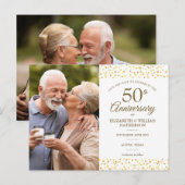 50ste verjaardag Gouden Harten Save the Date 2 Fot Aankondigingskaart (Voorkant / Achterkant)