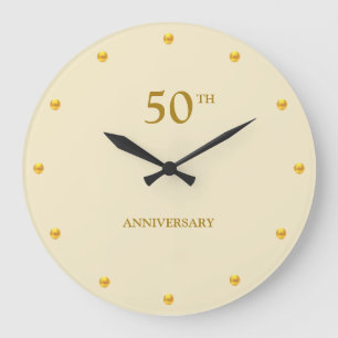 50ste verjaardag & gouden stippen op lichtbeige grote klok