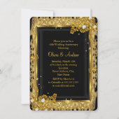 50ste verjaardag Gouden Zwarte Diamanten Bloemensw Kaart (Achterkant)