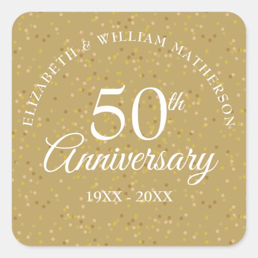 50ste verjaardag Goudstof Vierkante Sticker (Voorkant)