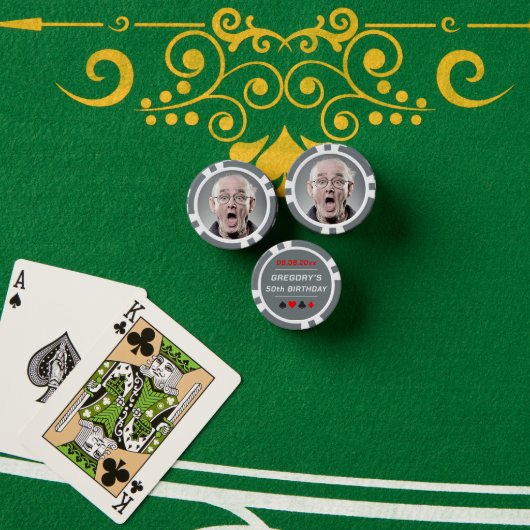 50ste verjaardag Grappige Custom Photo Poker Chips (Pokertafel (Stack))