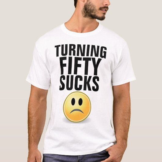 50ste verjaardag grappige T-shirts, 50 SUCKS draai T-shirt (Voorkant)