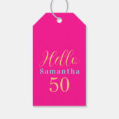 50ste verjaardag Hallo 50 Roze feestje Cadeaulabel (Achterkant)