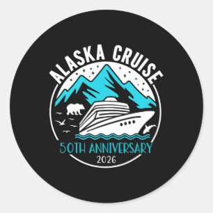 50ste verjaardag Huwelijk Alaska Cruise 2026 Match Ronde Sticker