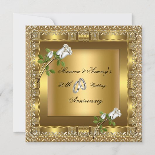 50ste verjaardag huwelijk goud elegant kaart (Voorkant)
