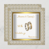 50ste verjaardag huwelijk witgoud elegant kaart (Voorkant / Achterkant)