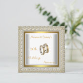 50ste verjaardag huwelijk witgoud elegant kaart (Staand voorkant)