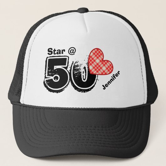 50ste verjaardag Ik ben Star Custom Name V10 Trucker Pet (Voorkant)