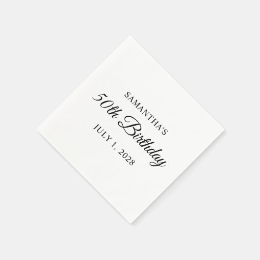 50ste verjaardag in Elegant Script Servet (Hoek)