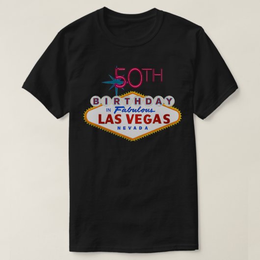 50ste verjaardag in Las Vegas Teken T-shirt (Design voorkant)