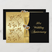 50ste verjaardag Joined Hearts 3 uitnodiging (Voorkant / Achterkant)